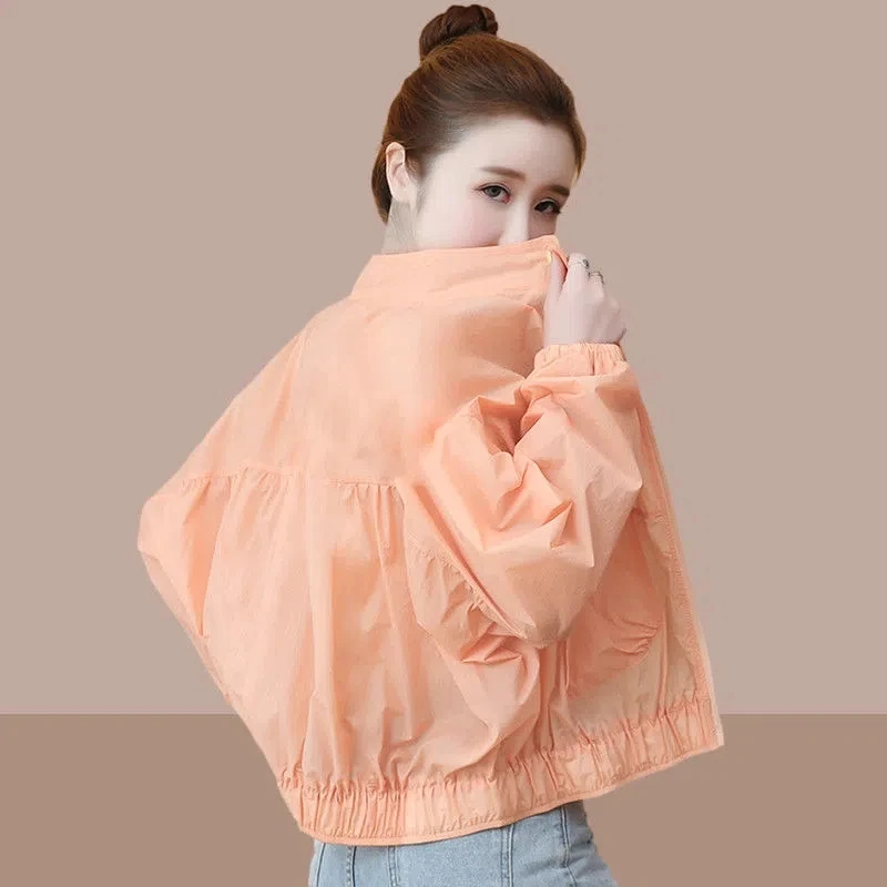

3XL Summer Women Protective Clothing 2025 New Loose Summer Sunscreen Stand Collar Tops Casual Women Short Jacket Coat