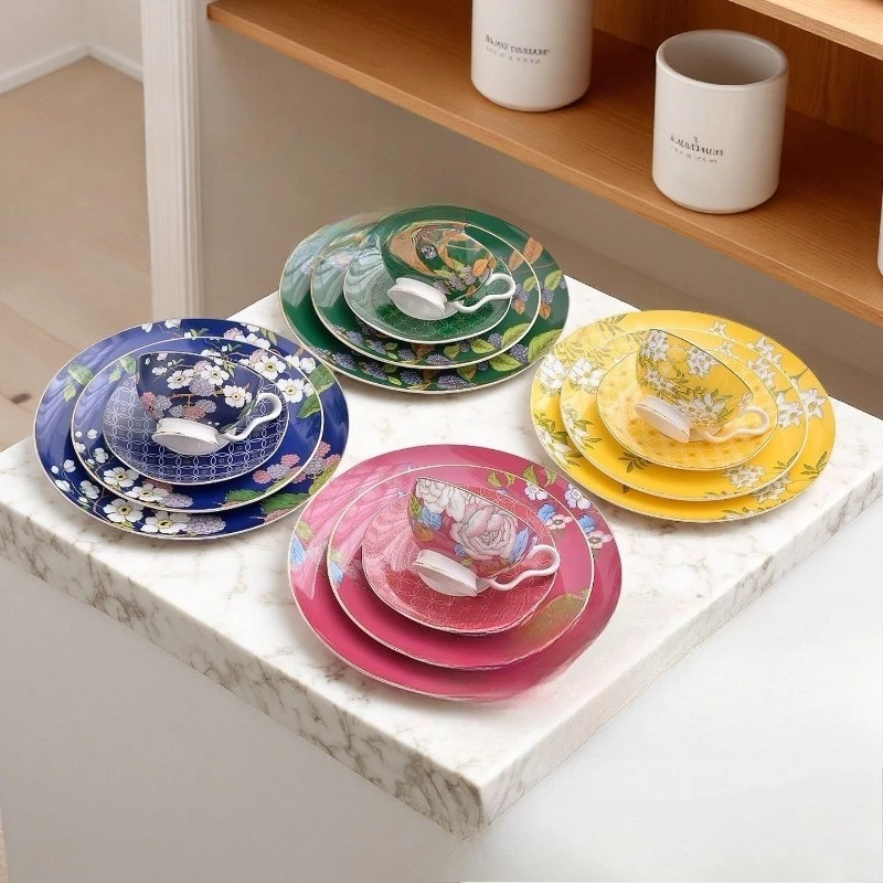 Bone china afternoon tea coffee cup saucer flat plate dinner plate teapot mug