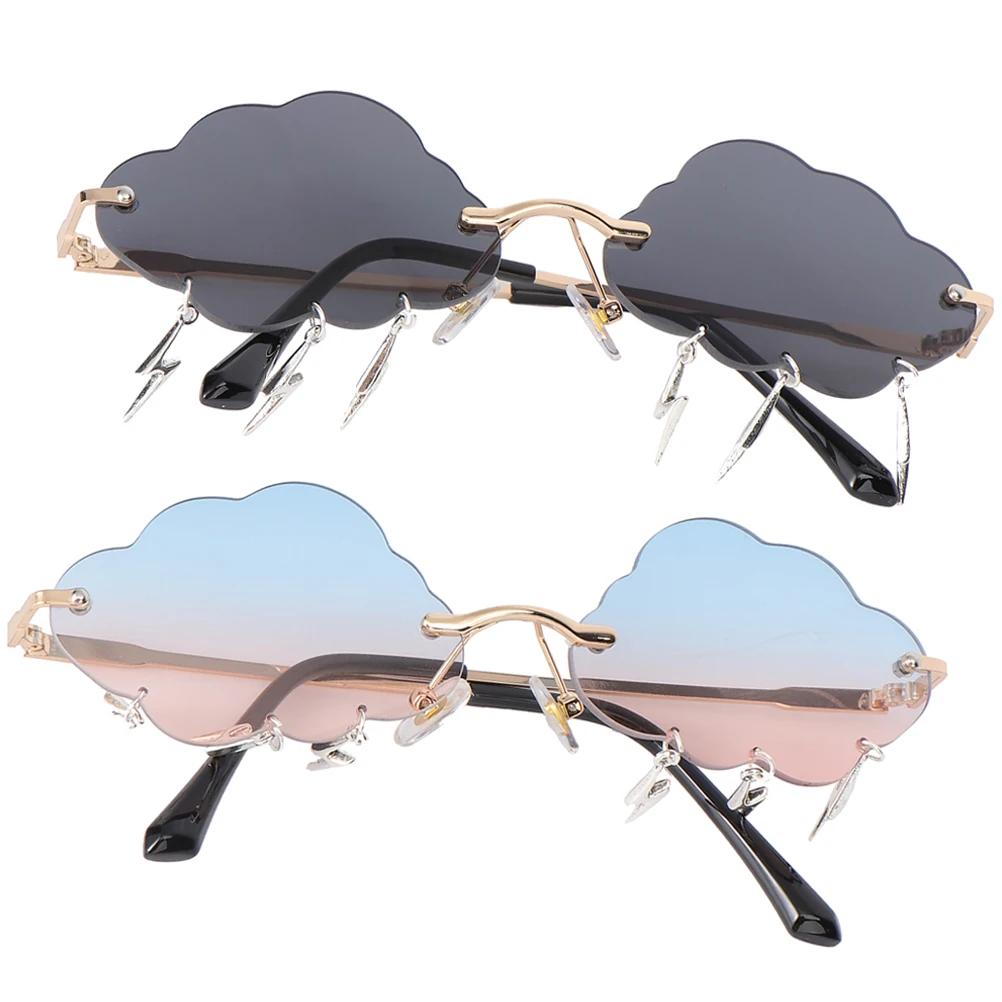 

2pcs Sunglasses Lightweight Cloud Shaped Lenses Party Accessories Beach Wedding Disco TrendyFunny Sunglasses Rimless Eyewear