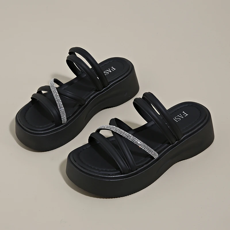 

Women's Breathable Mesh Platform Slipper 6CM Height Non-Slip Durable Sole Summer Casual Shoes Comfort Cushioned Design