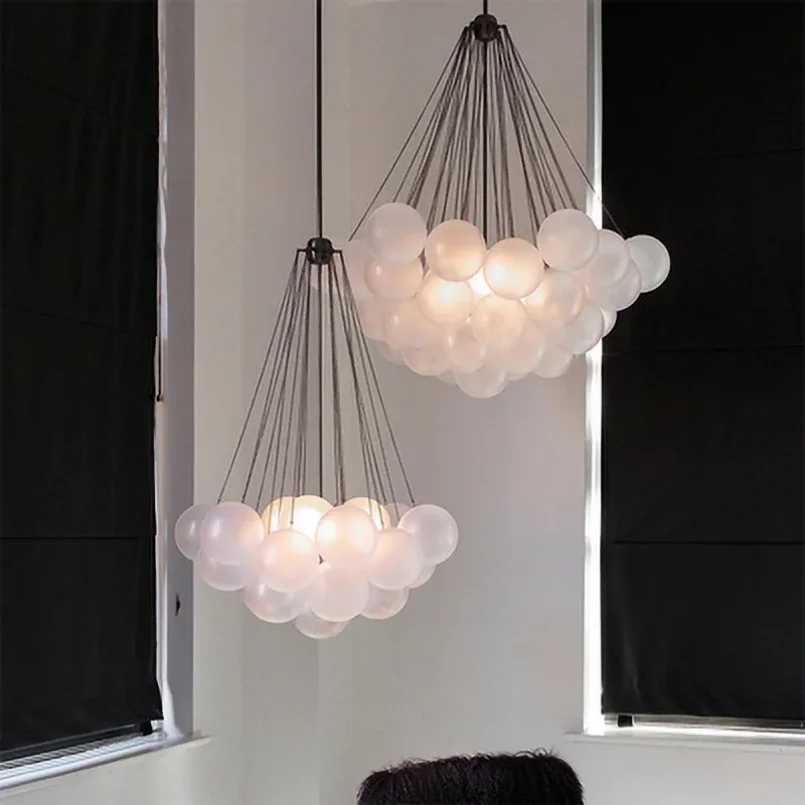 Modern Glass Ball Bubble Pendant Light for Living Room Kitchen Dining Room Hanging Lamp Ceiling Chandeliers Home Decoration