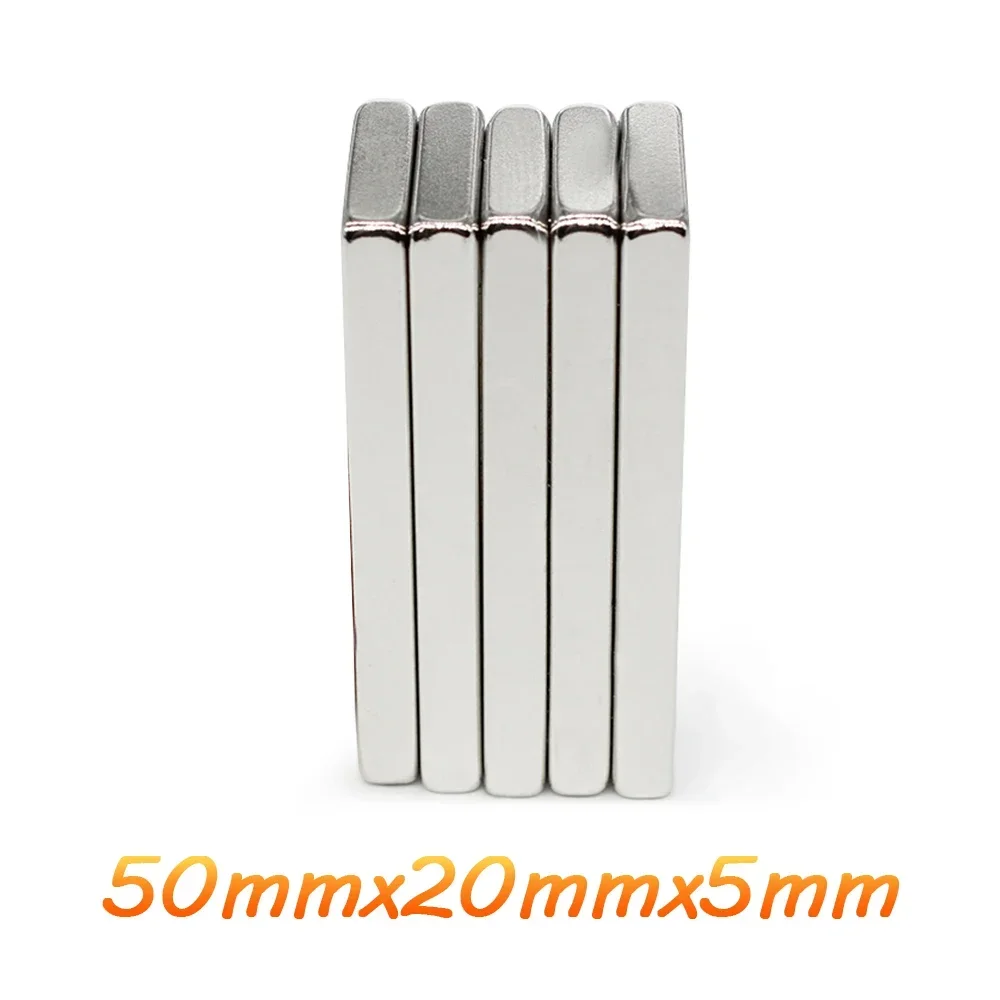 1/2/5/10PCS 50x20x5mm Quadrate Strong Powerful Magnets N35 Block Rectangular Neodymium Magnet Permanent Magnets