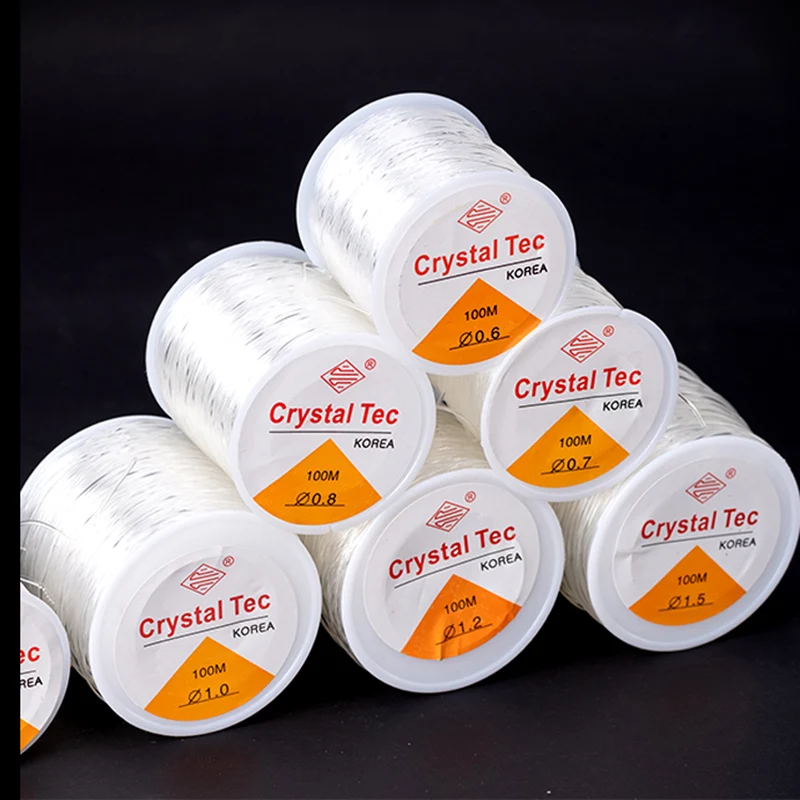 

White 100m Resin Crystal Stretch Thread High Glossy Resilience Viscosity Low Stretch ThreadBeading threadThickness 0.5-1mm