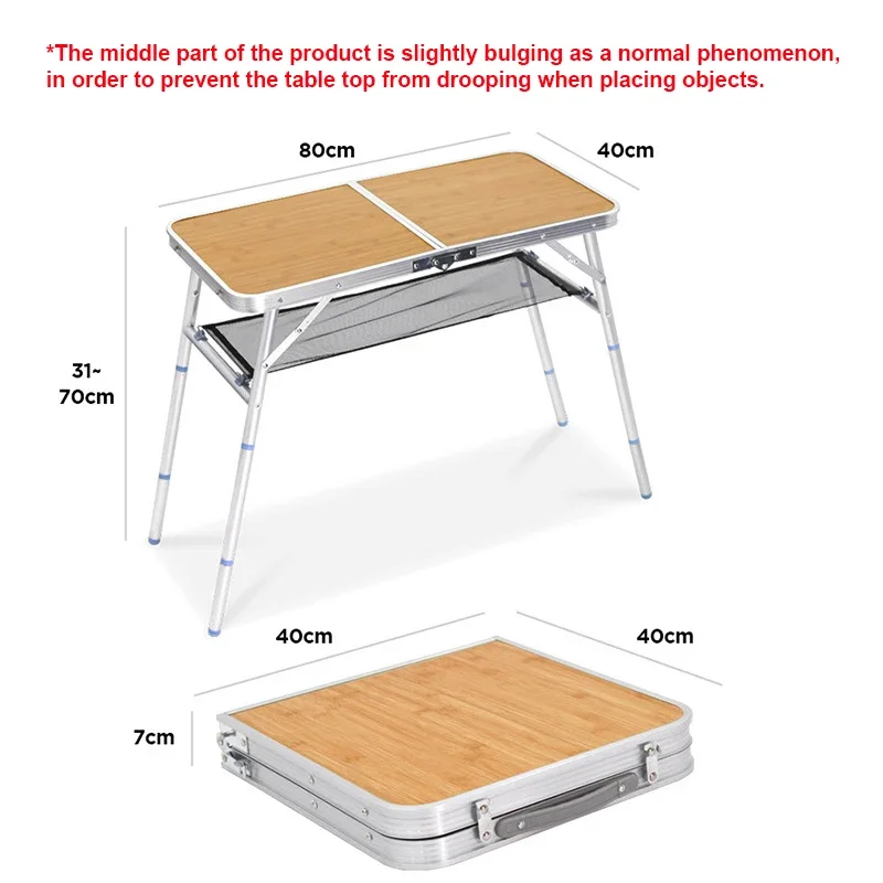 Outdoor Folding Table Picnic Barbecue Bamboo Wooden Bamboo Plank Table Camping Portable Portable Table Simple Furniture