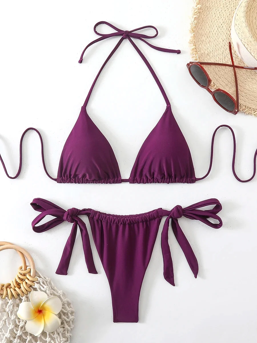 Sexy Micro Bikini 2026 Women Swimsuit Female Swimwear Mini Thong Bikinis Set Halter Biquini Beach Wear Swimming for Bathing Suit
