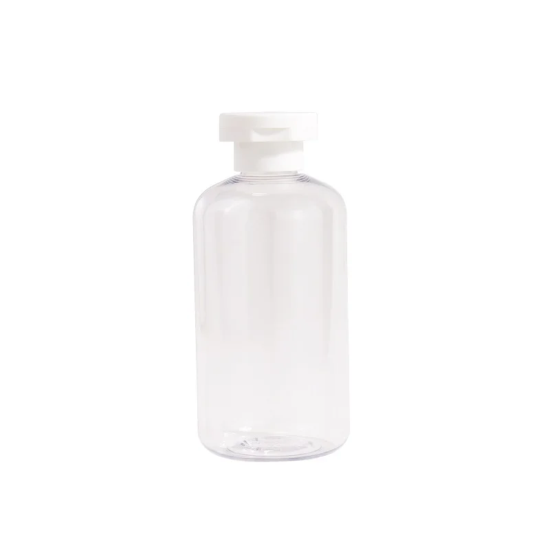 12pcs Transparent Plastic Bottle Flip Lid White Cosmetic Lotion Refillable 200ml 260ml 300ml 500ml Empty Toner Bottles