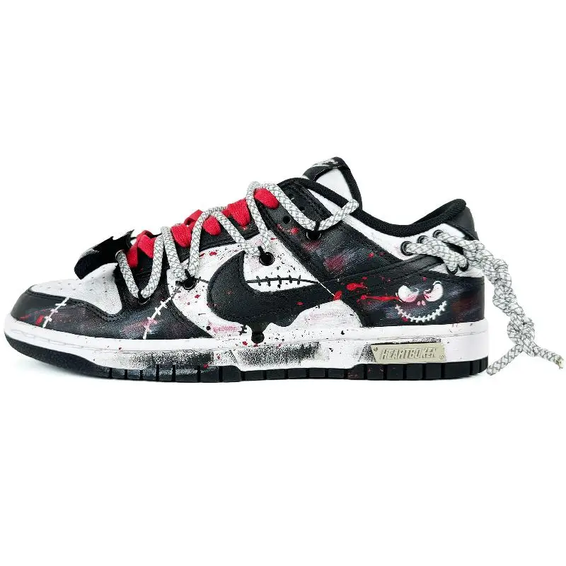 

[Custom Devil's Wings] Женские туфли для скейтборда Nike Dunk с низким берцем, красный/серый