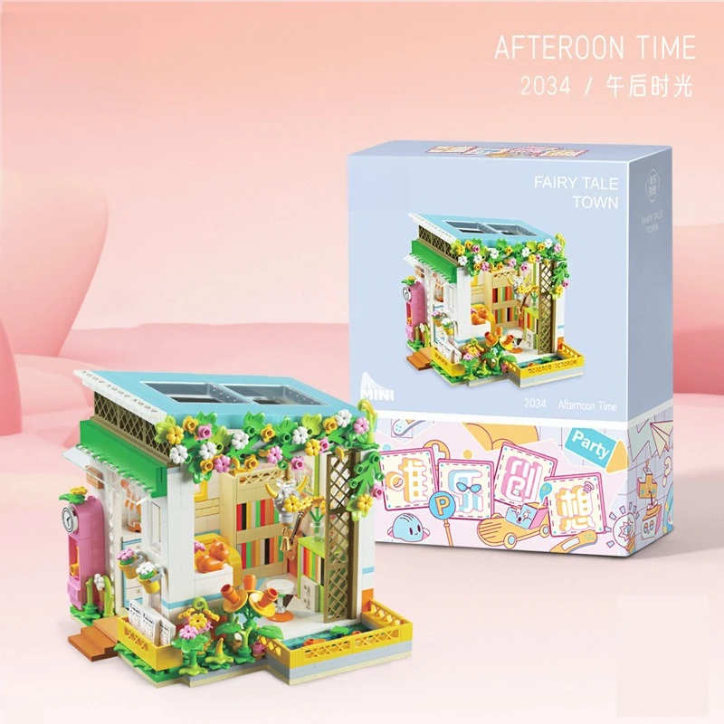 

Sunshine Flower House Street View Villa, Educational Building Blocks Toy for Boys and Girls