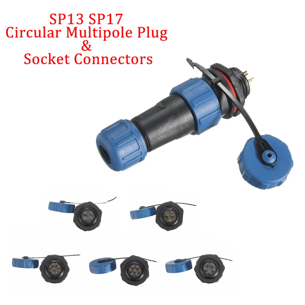2 3 4 5 6 7 9 Pin SP13 SP17 Connector Aviation Power Cable Connector Plug & Socket Sealed Round IP68 Waterproof