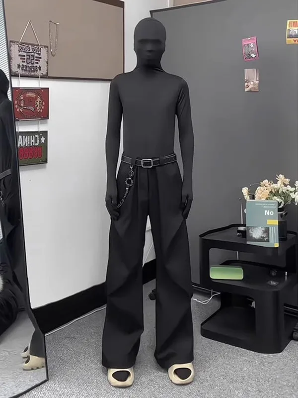 

Cleanfit American Sle Men's Casual Pants Summer Trendy High Waist Slimming Bla Straight Leg Cuffed Western Trousers