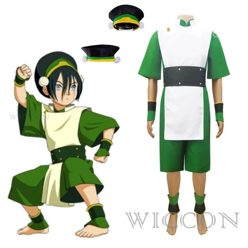 جديد 2025 Aar آخر Airbender Toph Beifong أزياء تنكرية سترة وسراويل ملابس للبالغين جزء كرنفال الهالوين ★ ★ ★   جيه.