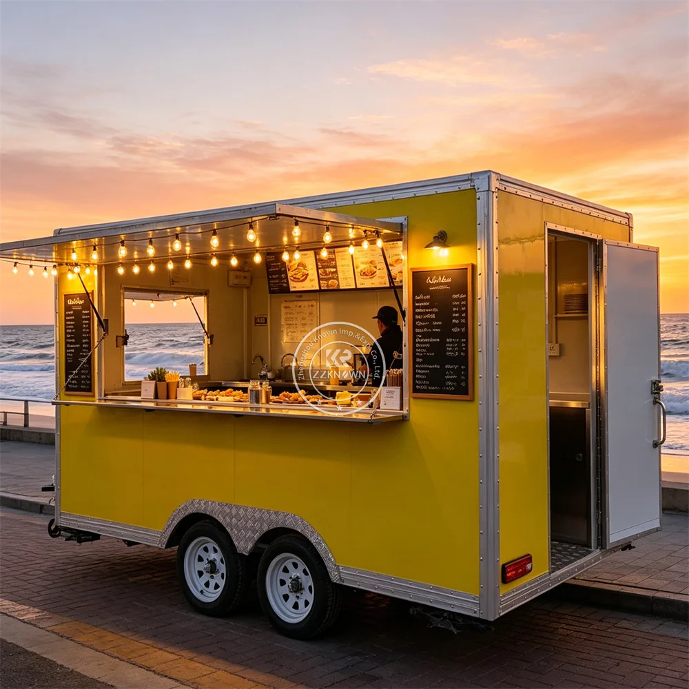 

Best Selling Food Truck Customized Mobile Concession Trailer Pizza BBQ Fast Food Trailer With Fully Equipped Kitchen