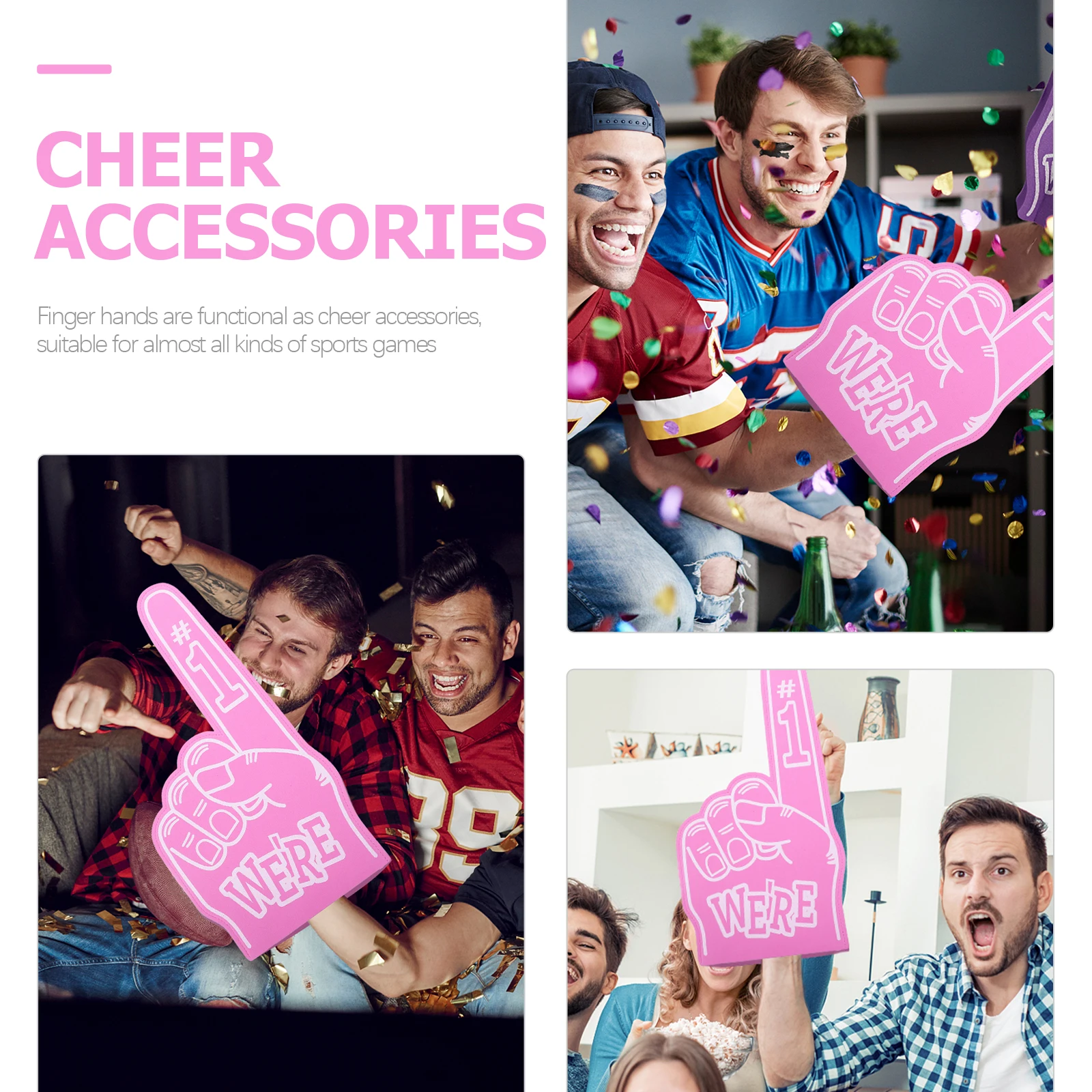 

3pcs Foam Finger Gloves EVA Cheerleading Props Pink Mini Hands for Sports Parties Soccer Basketball Fits Adults Kids