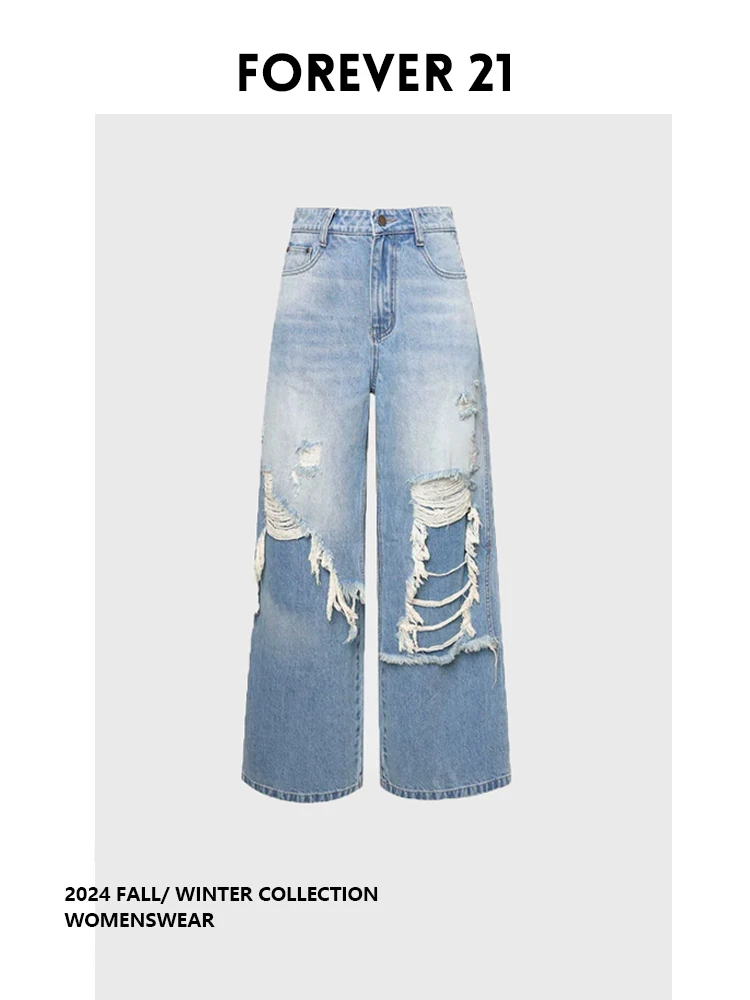 

Forever 2, прямые джинсовые джинсы с талией, модные осенние модные брюки с дырочками, женские весенние брюки больших размеров