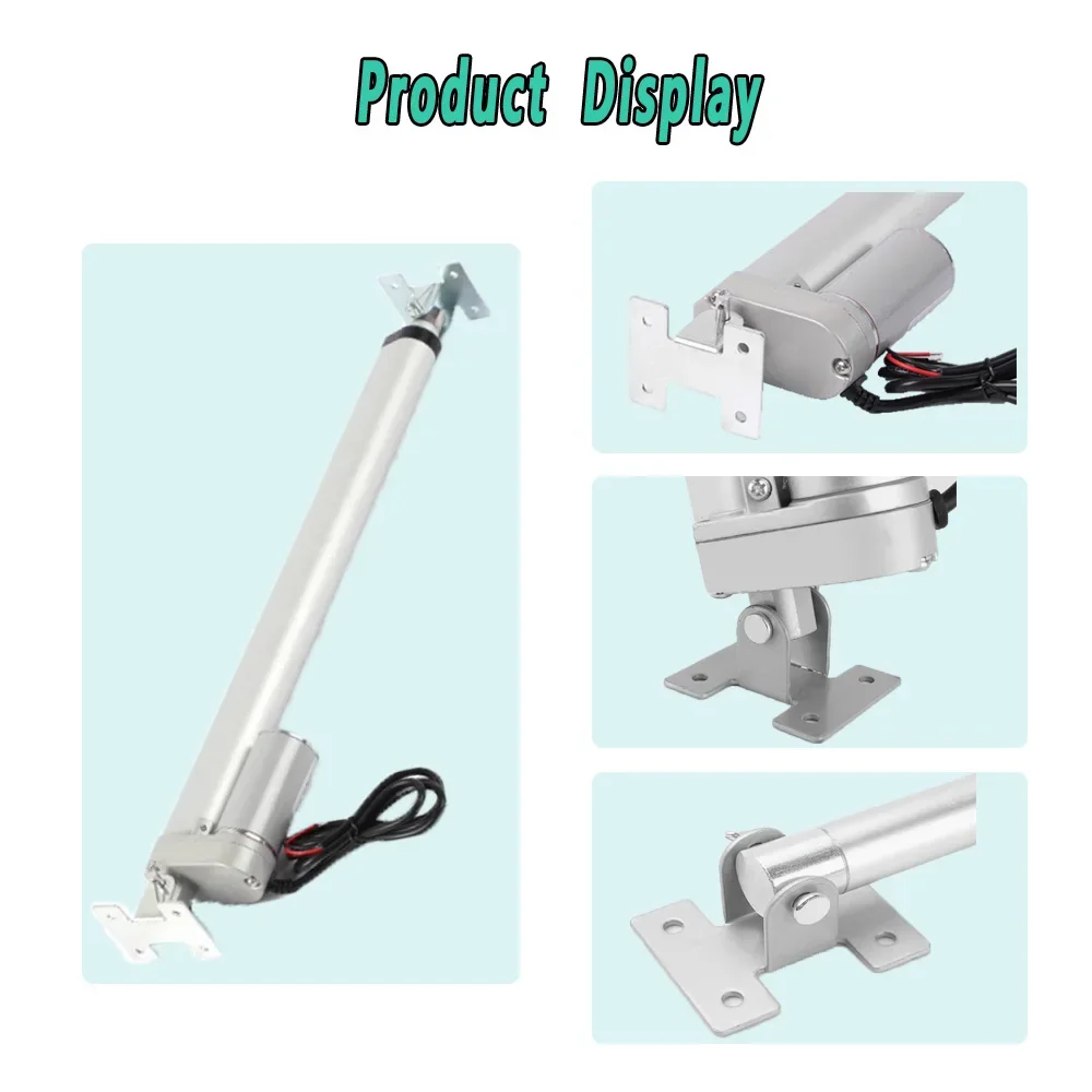 Actuador lineal eléctrico ARF03 de 150kg de alta resistencia, Motor de 24V CC con carrera ajustable, soportes de montaje duales de velocidad de 50-1000mm y 4 mm/s