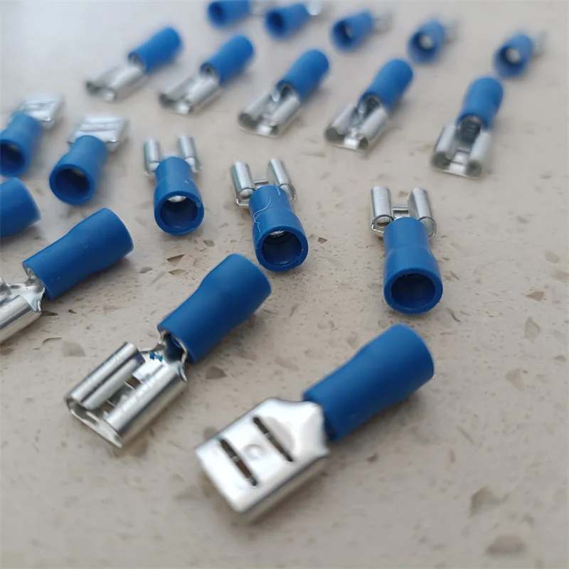 7.4mm 6.35mm Connector Cold-Pressed Terminal Insulating Sleeve Wiring Terminal for Albright Contactor Curtis Controller