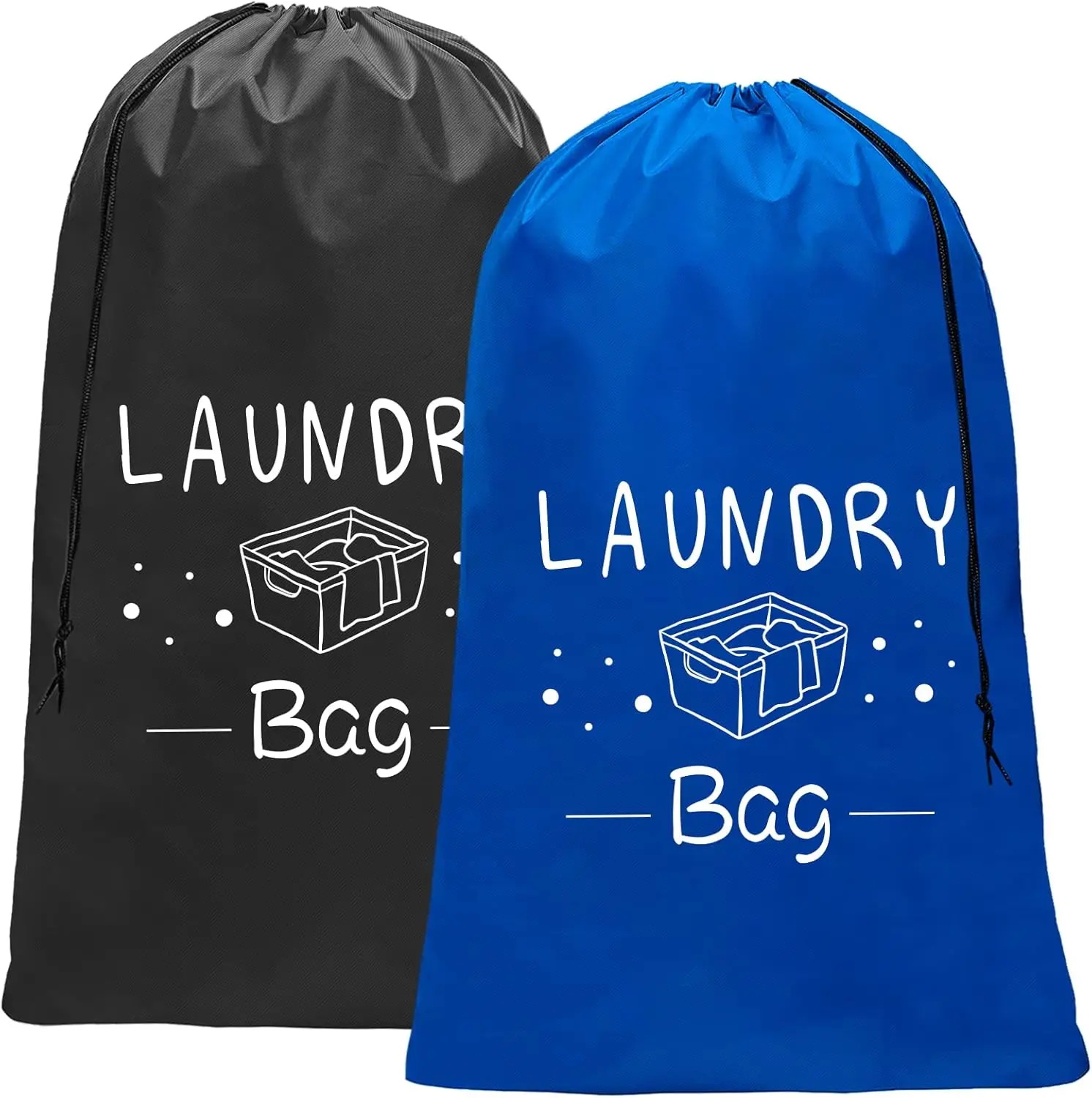 

2 Pack Extra Large Travel Laundry Bag, 24" x 36" Rip-Stop Dirty Clothes Organizer with Drawstring, Heavy Duty Travel La
