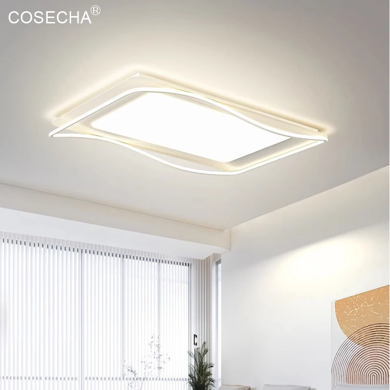 Rectangle Ceiling Mounted Lamp Modern Led White Ceiling Lights In Living Room Bedroom Dining Area Contemporary Style 85-265V