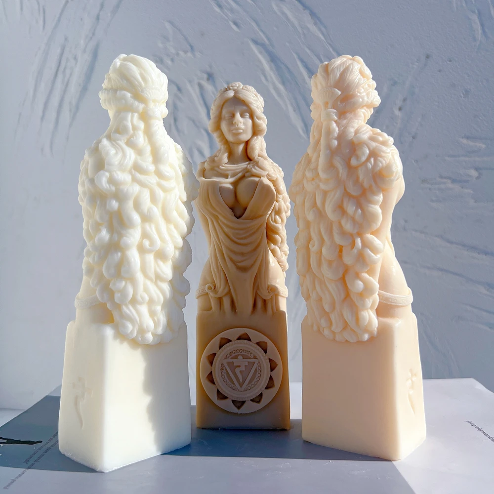 

Symbols Woman Bust Candle Mold with Goddess Statue Silicone Molds Beauty Sculpture Greek Art Wax Tool