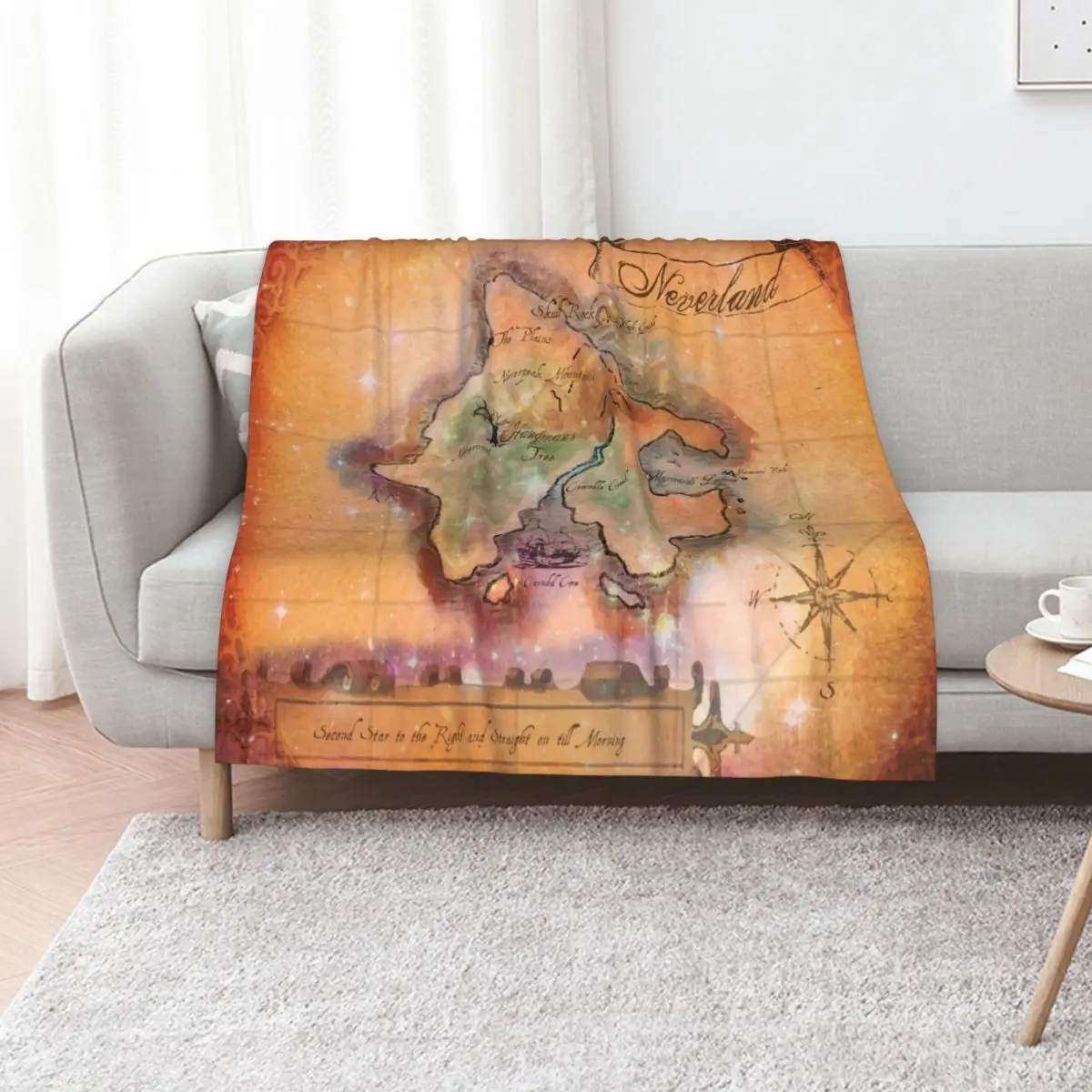 Neverland Map Throw Blanket Decorative Throw Personalized Gift bed plaid Plaid Soft Big Quilt Blankets