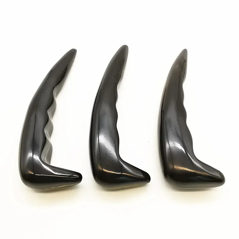 15cm Black Water Buffalo Horn Massaging Sticks Chinese Body Treating Bars L009