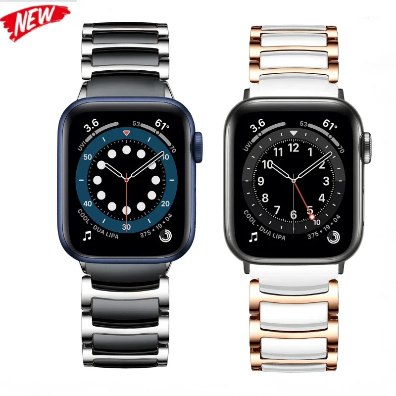

Керамический металлический ремешок для Apple Watch 49 мм 46 мм 45 мм 44 мм 41 мм 42 мм 40 мм Браслет iWatch Series Ultra 10 9 8 7 6 5 4 3 SE Ремень