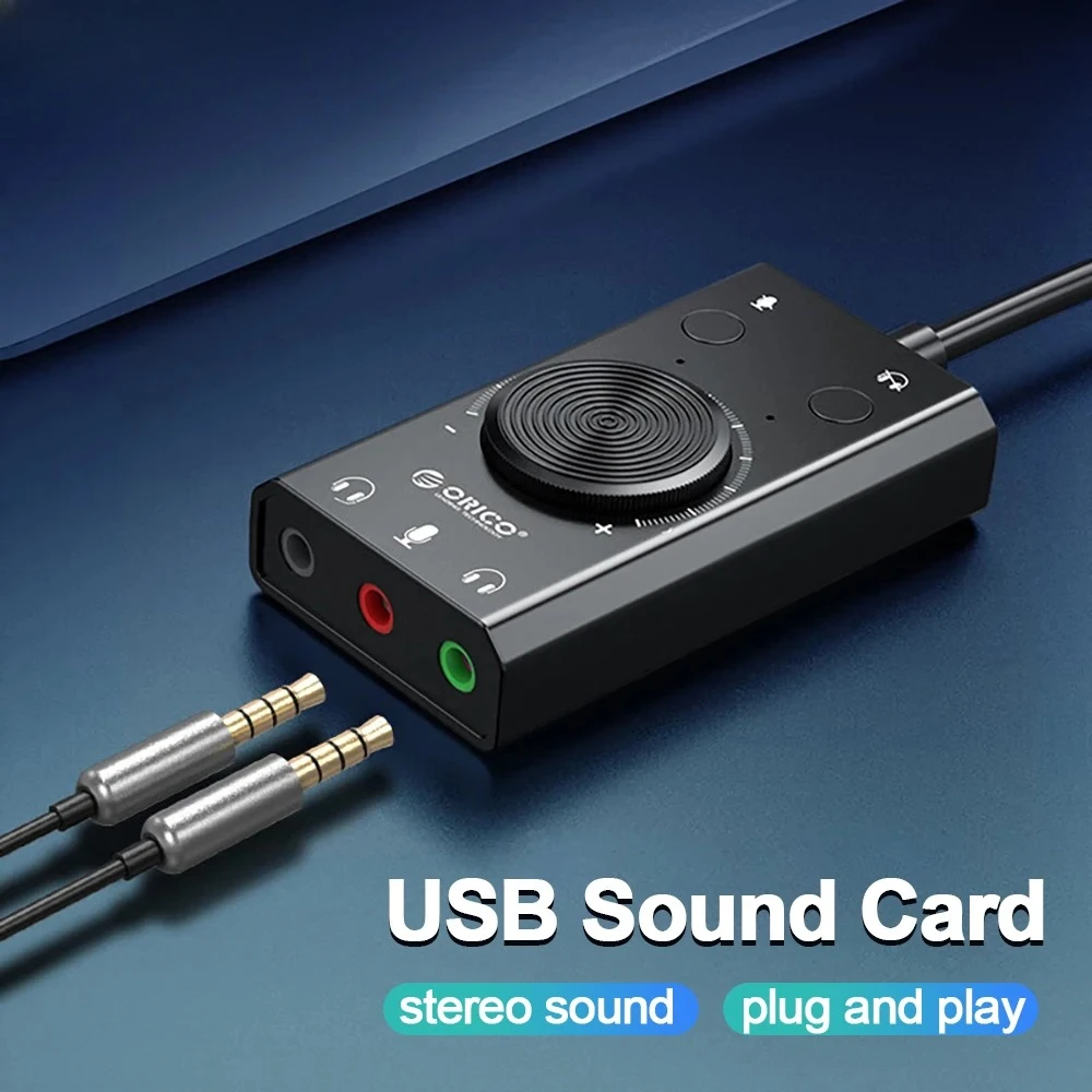 

SC2 External USB Sound Card Audio Jack 3.5mm Cable Adapter Volume Adjustment Driver-free Stereo Microphone Speaker Headset