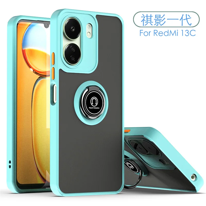 Armor Shockproof Magnetic Ring Stand Holder Case For Xiaomi Redmi 13 Redmy 13C Redmi13 Redmi13C 4G Matte Back Cover image 2
