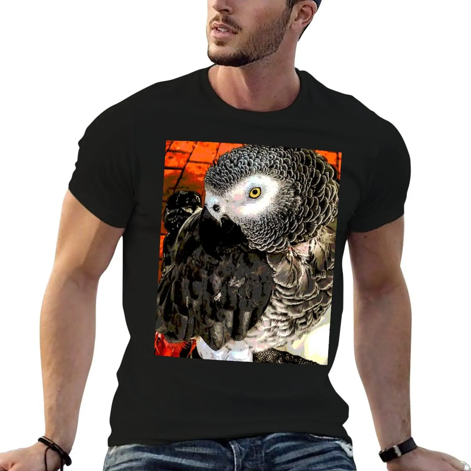 

Phinias the African Parrot Visiting the Mesilla, New Mexico Plaza T-Shirt anime graphic t shirt vintage Men's t shirts