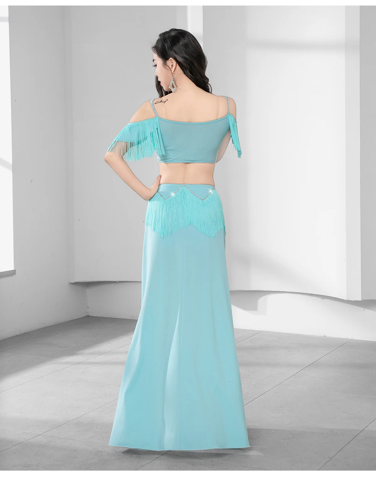 New Belly Dance Performance Costume for Women's Advanced Diamond Tassel Set Adult Women's Oriental Dancing Training Clothes