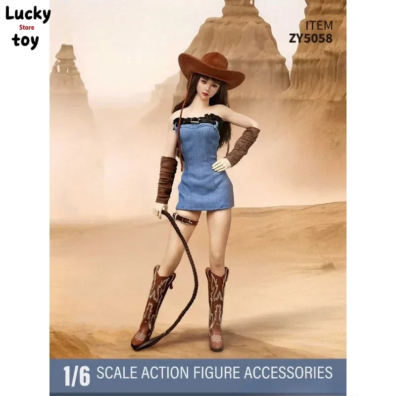 ZYTOYS ZY5058 1/6 Scale Female Soldie Hat Hip-covering Skirt Western Cowboy Set Clothes Model for 12'' Action Figures Body Toy