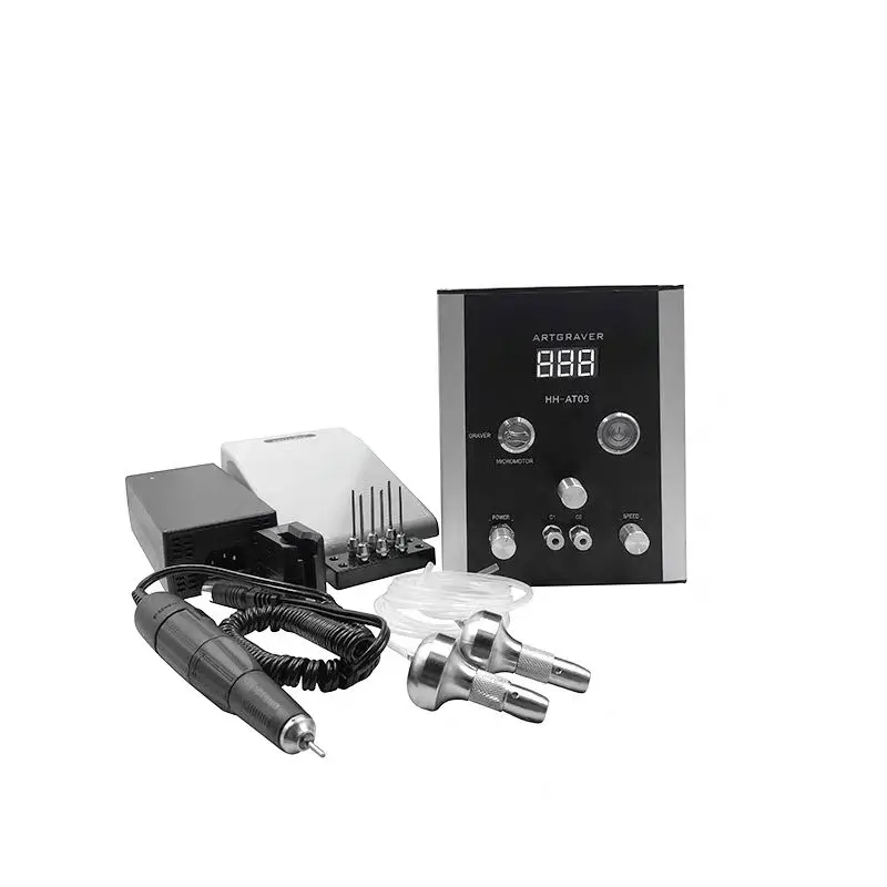 AT03 Air Compressor Free Jewelry & Stone Setting Tools  Jewelry Handpiece Double Head Pneumatic Engraving Machine
