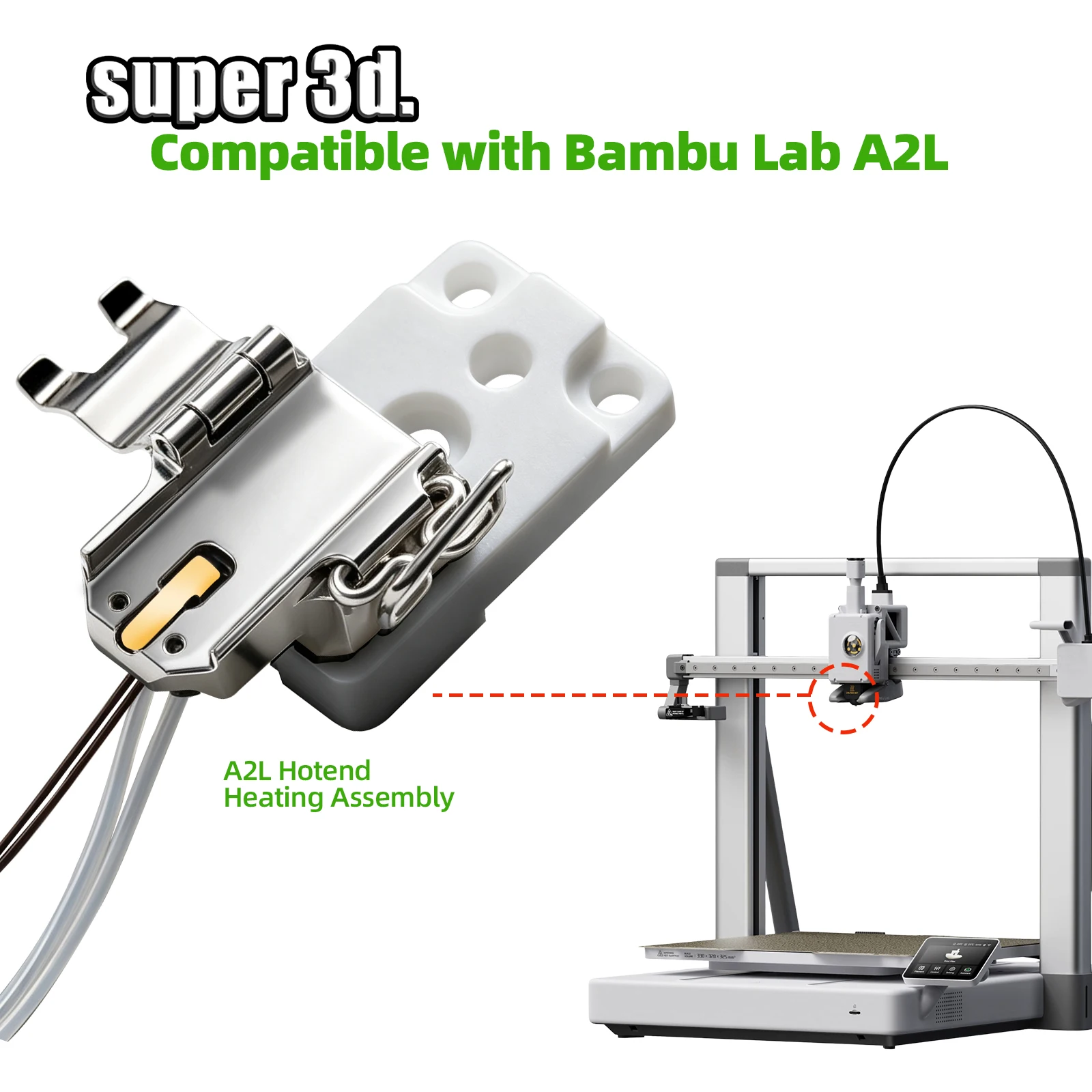 For Bambu Lab A2L Hotend Upgrade Heating Assembly Heater Thermistor High Temp. resistance For Bambu Lab A2L Bambulab Accessories