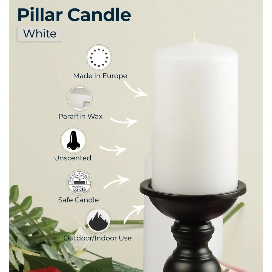 Candele a colonna bianche 2x4 pollici Confezione da 12 candele a colonna sfuse non profumate per decorazioni domestiche Eventi di nozze Cerimonie religiose e ambiente