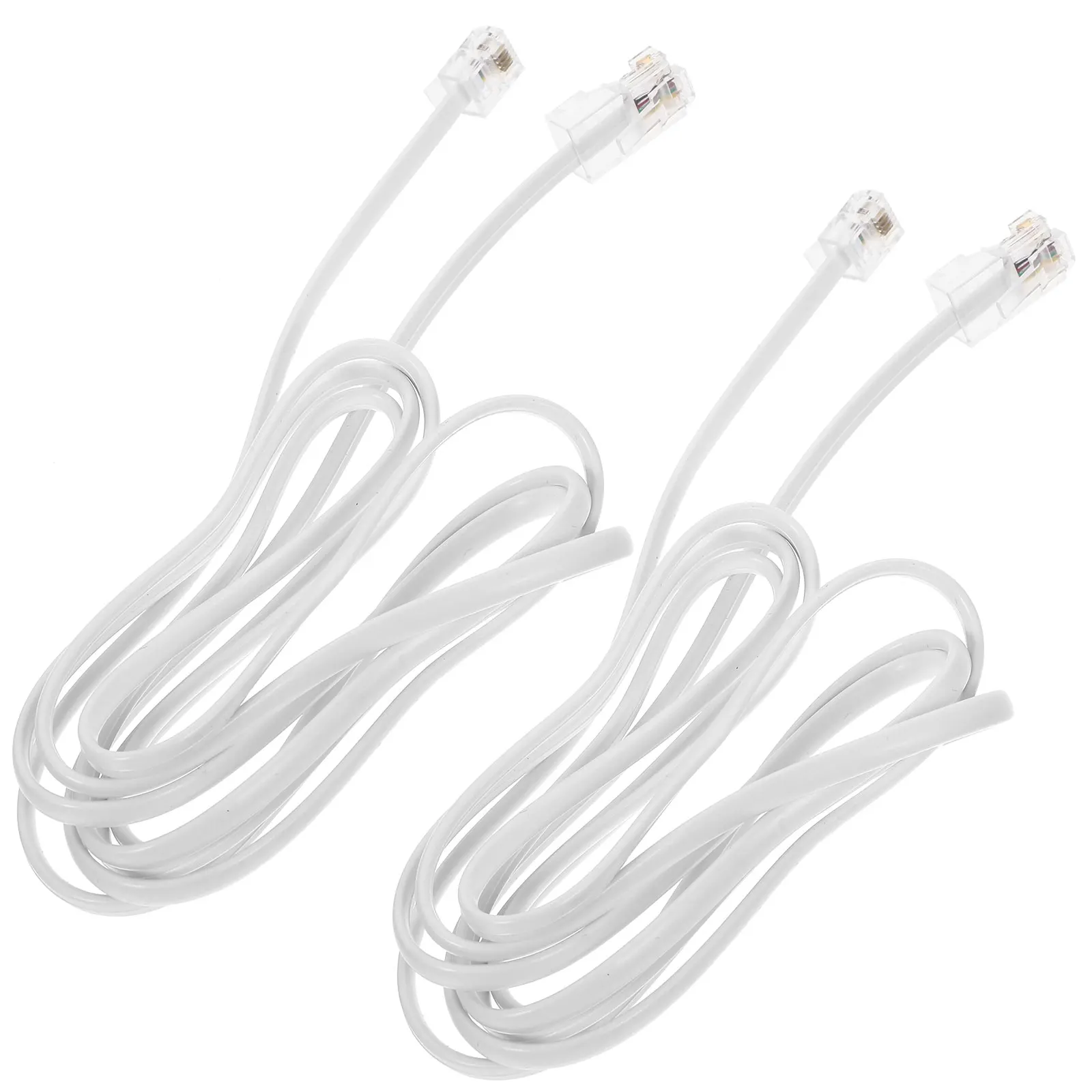 

2pcs White Telephone Line RJ11 to RJ45 Adapter Cable 1.7m Long PVC Copper Material Wide Application Stable Contact Efficient