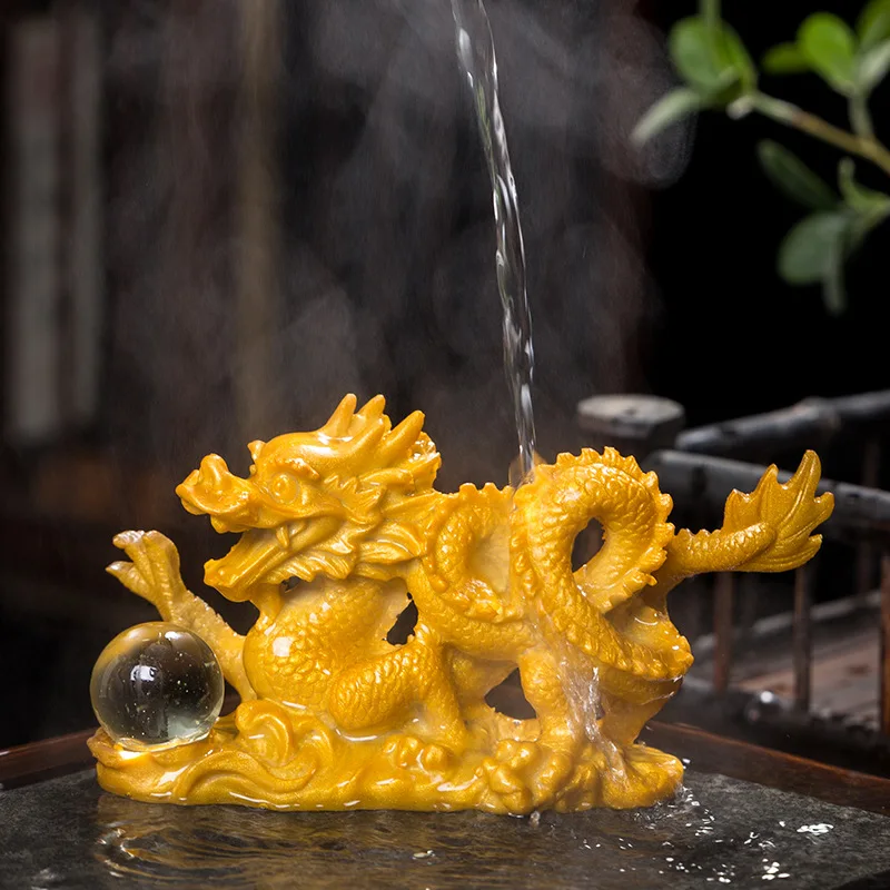 Dragon Pearl Play Color Changing Tea Pet Zisha Clay Figurine Golden Ornament Prosperity Symbol for Tea Table Gongfu Use