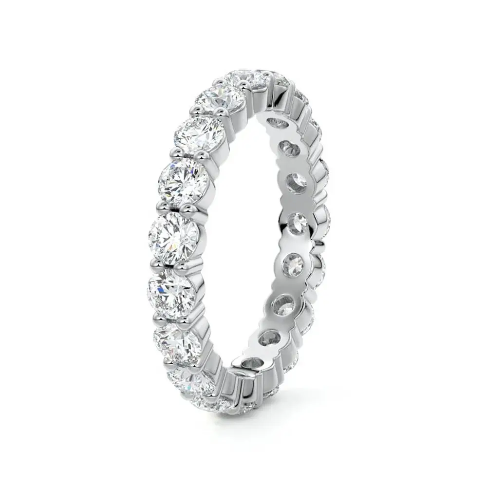 Lnngy Zertifizierter 4-mm-Moissanit-Ewigkeitsring, 14-karätiges Gold gefüllt, Ehering für Frauen, funkelnder stapelbarer Ring, Schmuckzubehör – Detail 9