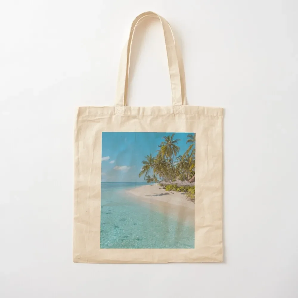 

Tropical Maldives Palm Tree Beach Paradise Tote Bag Big bag shopping trolley bag tote men large size bags