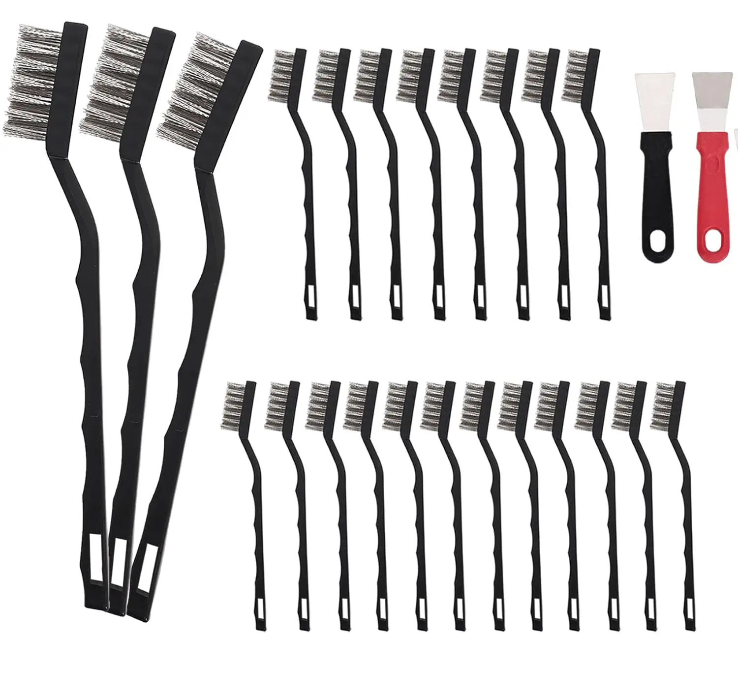 

20 Pcs Mini Wire Brush Set, Curved Handle Stainless Steel for Cleaning Welding Slag Rust