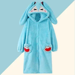 Hatsune Miku anime peripheral cartoon cute flannel long-sleeved nightgown air-conditioning blanket winter thickened home clothes