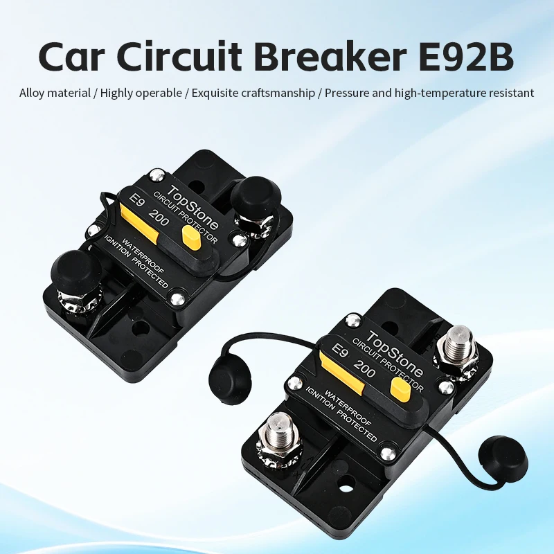 12-48V DC Manual Reset Breaker Topstone E92B 50A-300A Inline Fuse Outdoor Audio ATV Marine Battery Protection