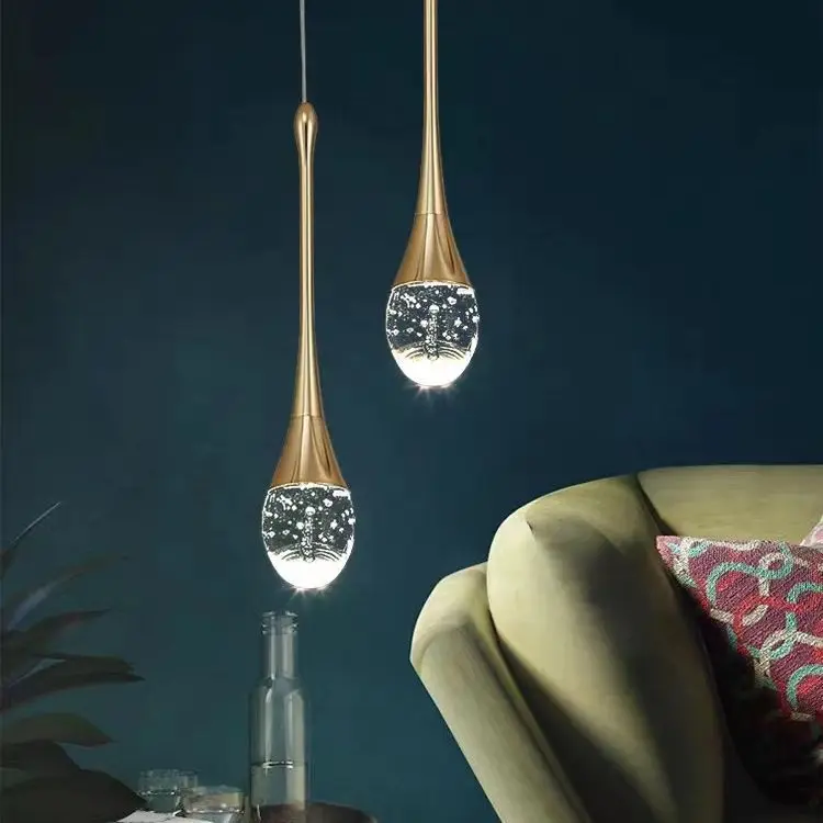 

New light luxury bedroom bedside chandelier Nordic modern simple creative water drop decoration crystal chandelier