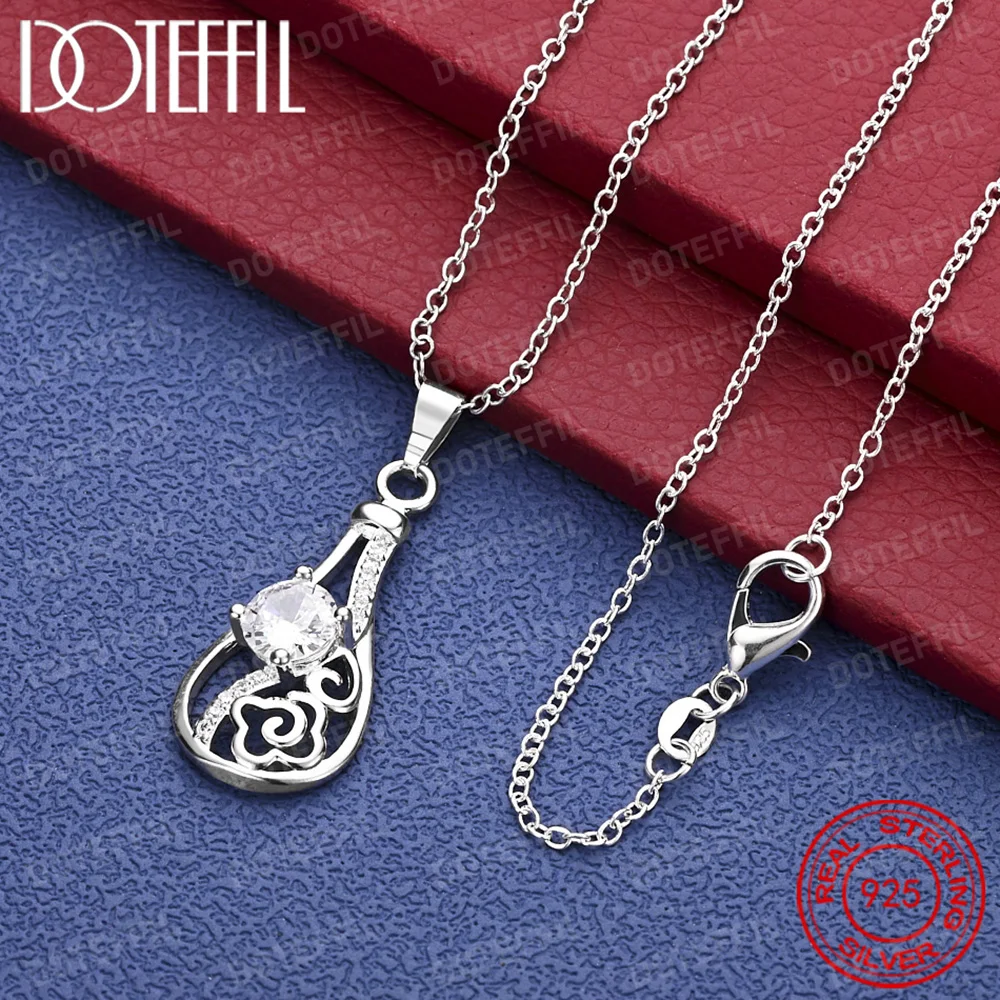 

925 Sterling Silver Exquisite Teardrop Zirconia Pendant Necklace, Fashion Jewelry for Women's Weddings and Parties