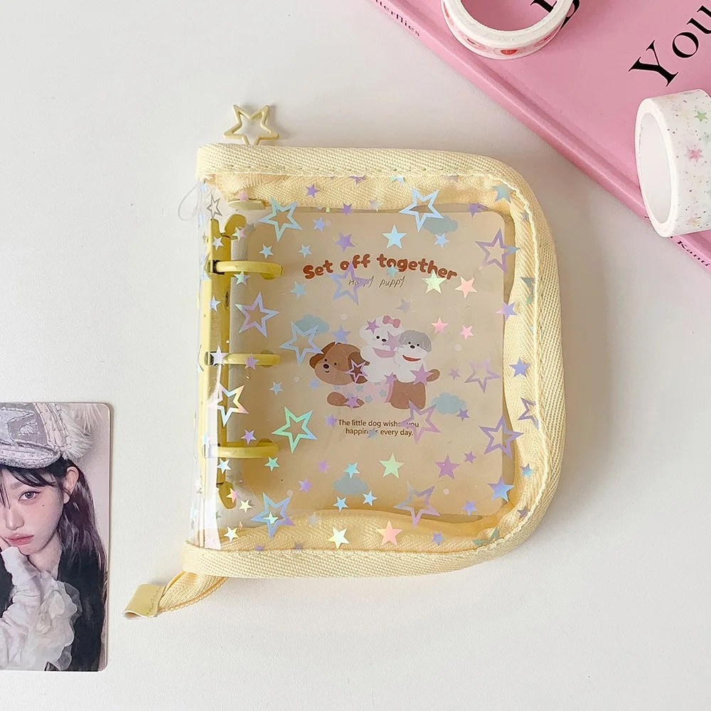 1pc INS PVC A8 Card Binder Star Glitter Print Loose-leaf 3 Inch Photo Album Kpop Photocard Holder Photo Card Storage