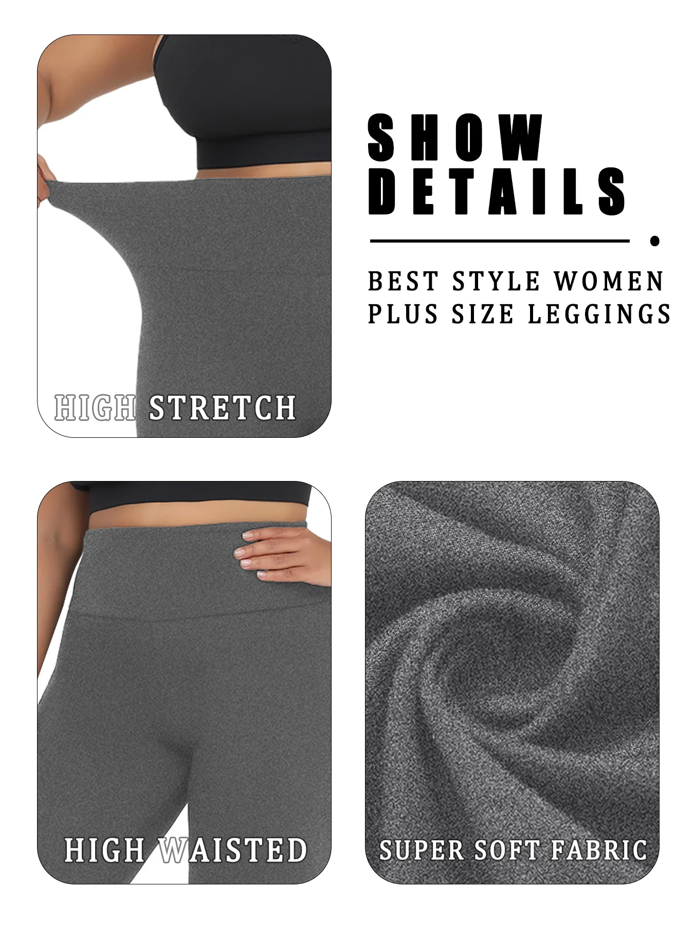 2 Pack Plus Size Women's Leggings High Waisted - Super Soft Tummy Control Fabric Ideal for Yoga Running and Home Activities image 4