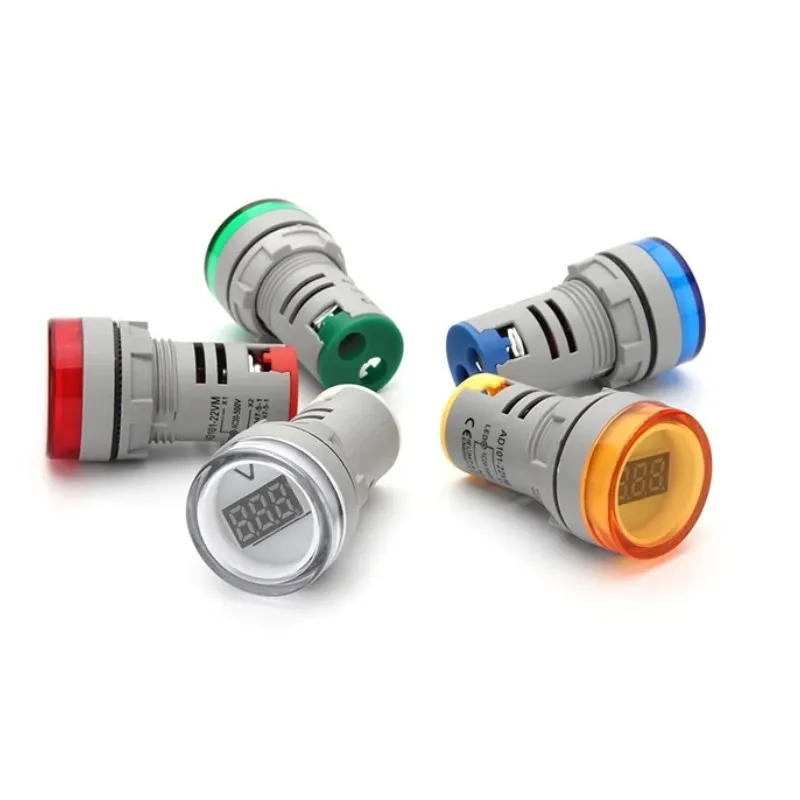 1 stks 22 MM Ronde Mini Digitale Voltmeter AC 20-500 V Volt Voltage Tester Meter LED Digitale Indicator Pilot Lamp Licht Display