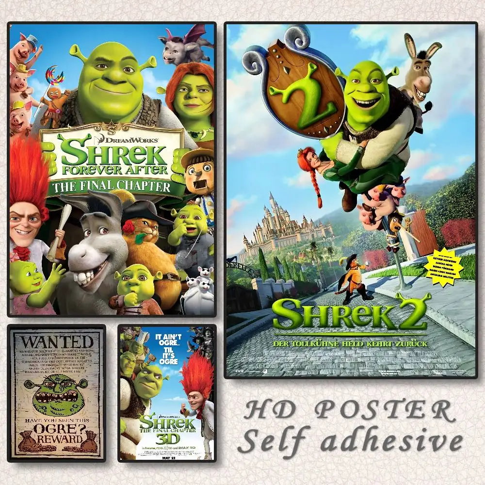 ملصق فيلم S-Shrek 2 ملصق فني ذاتي اللصق مقاوم للماء ملصق ورق مقهى بار غرفة النوم ديكور جدران