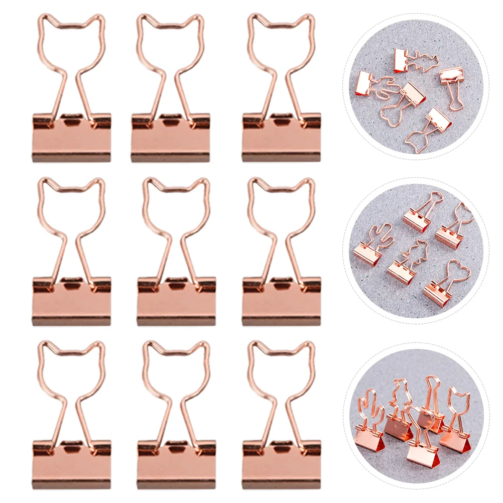 

15 Pcs Office Binder Paper Clip Holder Adorable Colored Clips File Rose Gold Folders Colorful Multi-function