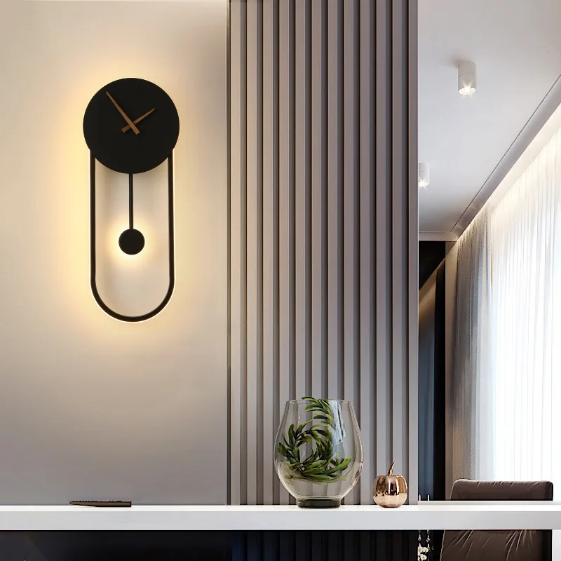 Imagem -04 - Modern Led Wall Clock Lamp Luminária Relógio de Cabeceira Sala de Estar Sala de Jantar Corredor Alpendre Corredor Home Decor Luminária Brilho