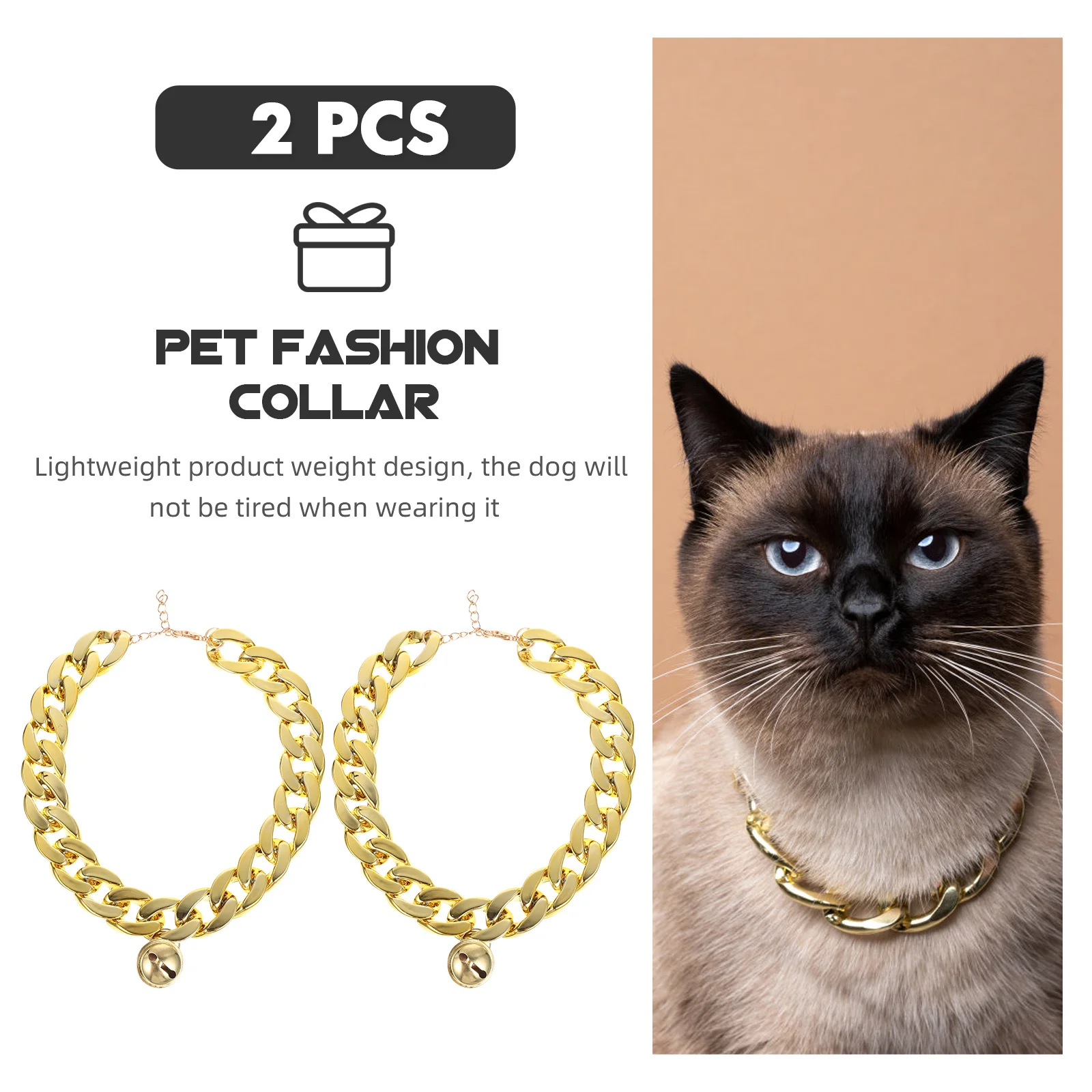 قطعتان من قلادة الكلاب المتينة سهلة الارتداء، سلسلة ذهبية مريحة لإكسسوارات الكلاب، طوق كلب أرجواني